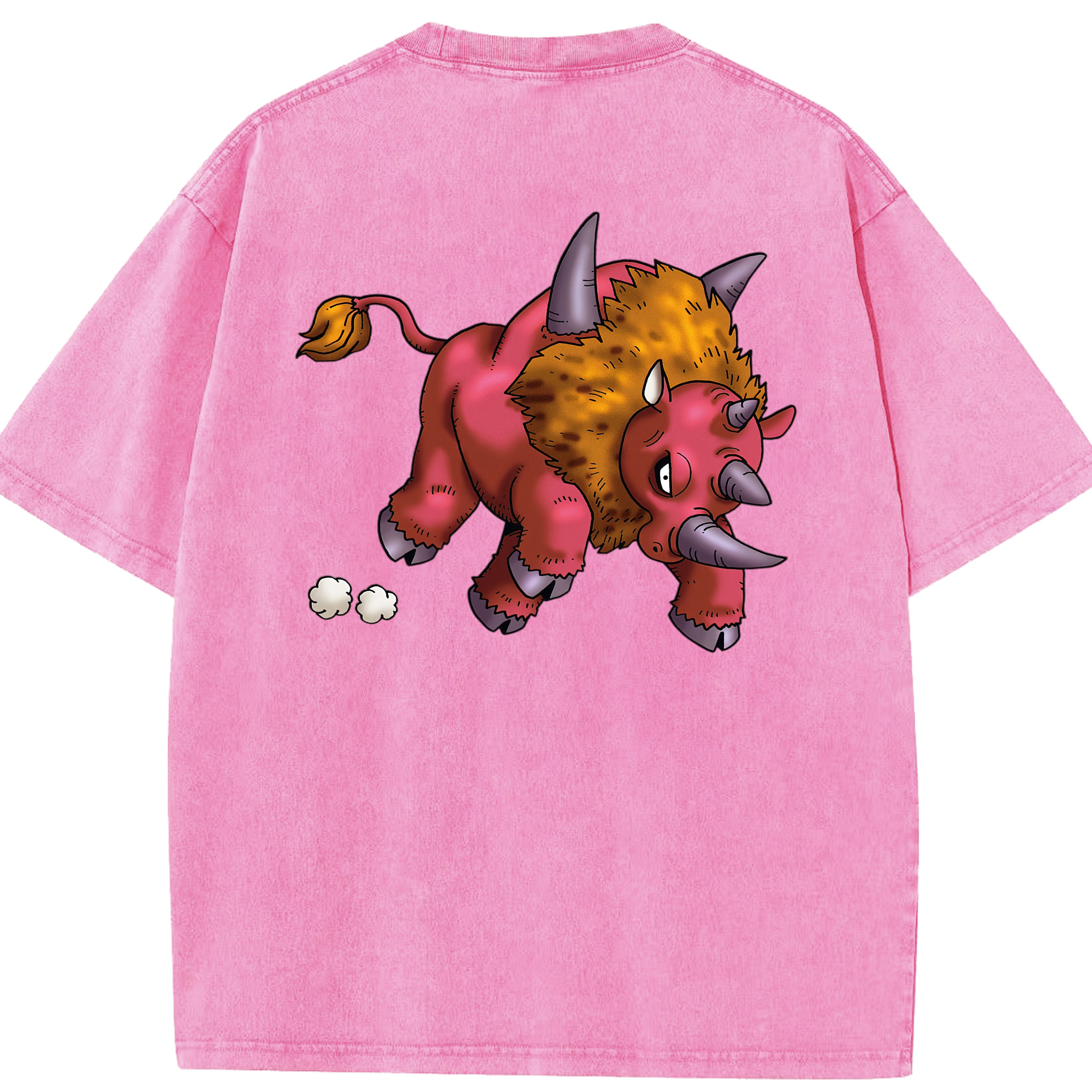 （画像用） ドラゴンクエスト Doragon Kuesuto Dragon Quest 綿100% ヴィンテージ風 半袖Tシャツ（背面プリント）